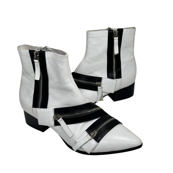 JEFFREY CAMPBELL Olaf White Pointy Zipper Boots size 10 Women - Picture 1 of 8